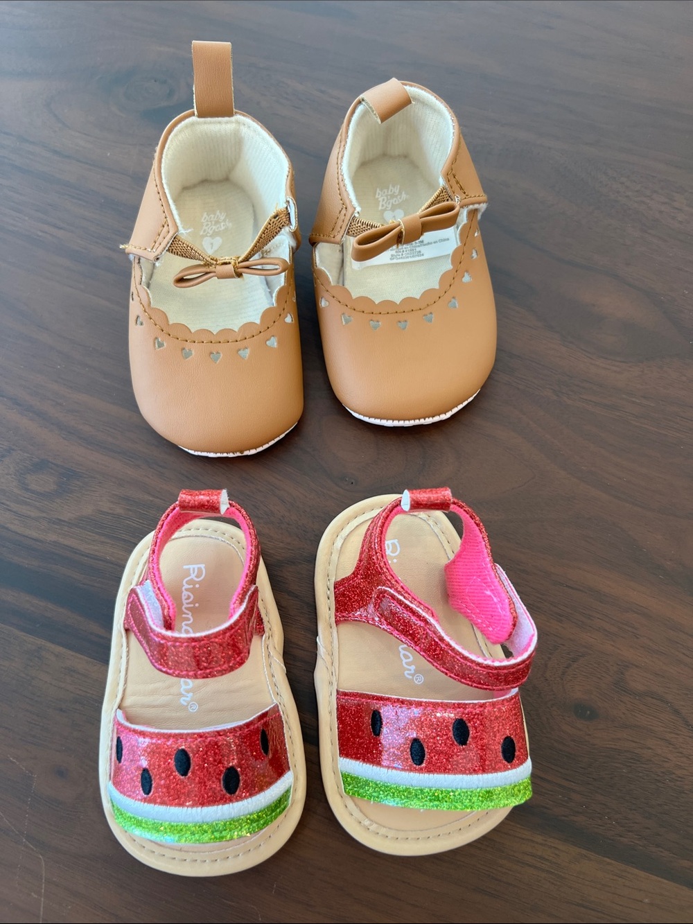 Baby Girls Tan Mary Jane Shoes & Glitter Watermelon Sandals - 2-Pack, 3-6 months